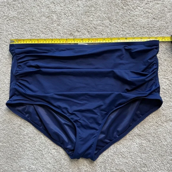 Land’s End Tummy Control High Waisted Retro Bikini Seim Bottoms Deep Sea Navy 3X - Picture 3 of 9